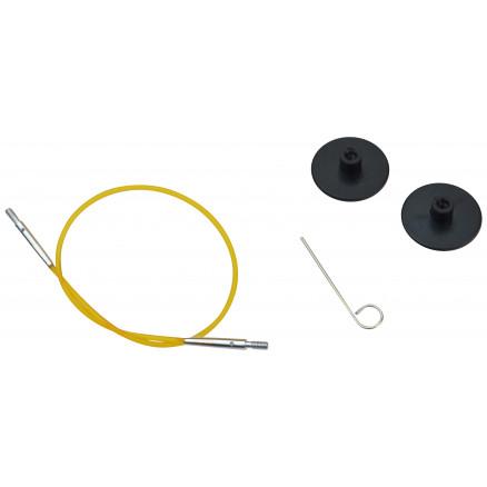 KnitPro KnitPro Vaier / Kabel til Korte Utskiftbare Rundpinner 20cm (Blir 40cm inkl. pinner) Gul