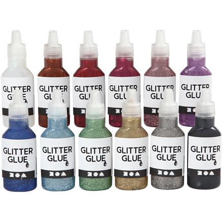 Diverse Glitterlim, ass. farger, 12x25ml/ 1 pk.