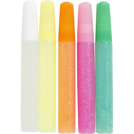 Diverse Glitterlim, pastellfarger, 5x10 ml/ 1 pk.