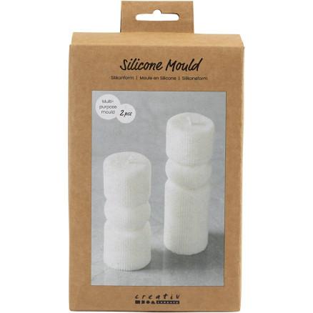 Diverse Silikonform , Riflet sylinder med bue, H: 11+14 cm, dia. 4+4 cm, 2 stk./ 1 pk.