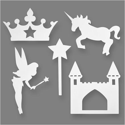 Diverse Eventyr, H: 13,5-27,5 cm, B: 9,5-25 cm, 230 g, hvit, 16 stk./ 1 pk.