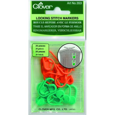 Clover Clover Stitch Markers 20 stk. i grønn og oransje