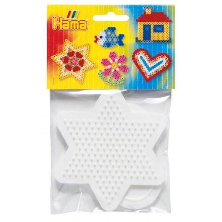 Hama Hama Midi Perleplate 4452 Hjerte og stjerne hvit - 2 stk.