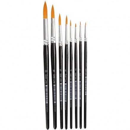 Diverse Gold Line Pensler, nr. 0-22, B: 1,5-8 mm, runde, 8 stk.