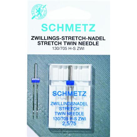 Schmetz  Schmetz Symaskinnåler Tvilling Strekk 130/705 H-S Zwi Str. 2,5-75 - 2 stk