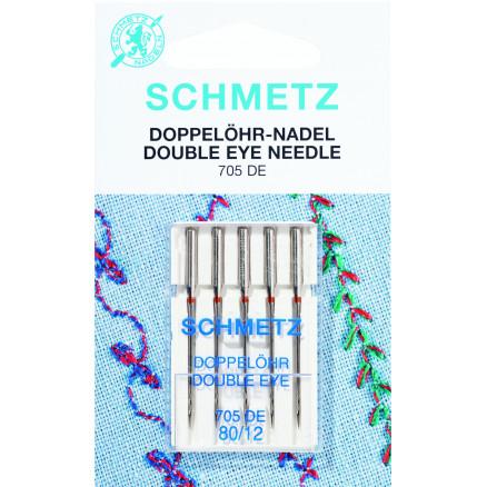 Schmetz  Schmetz Symaskinnåler Dobbelt Nåleøye 705DE Str. 80 - 5 stk