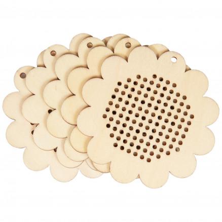 Infinity Hearts Infinity Hearts Broderi/Korssting Treplate/Nøkkelring Blomst 8x8cm - 5 stk