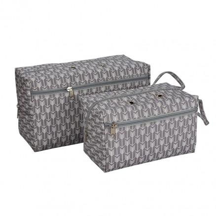 Infinity Hearts Infinity Hearts Garnveske/Strikkeveske Sett Firkantet Grå/Hvit 21x13x12/29x13x17cm - 2 stk