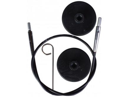 KnitPro KnitPro Wire / Kabel til korte utskiftbare rundpinner 20 cm (blir 40 cm inkl. pinner) Svart