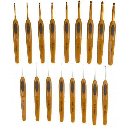Clover Clover Soft Touch Heklenålesett Plastikk 13,5cm 0,5-6mm 17 størrelser