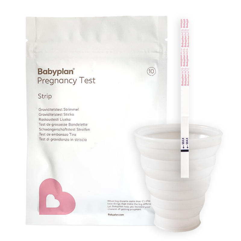 Babyplan Pakke med Babyplan Graviditetstest Strimmel + Babyplan Silikonkopp