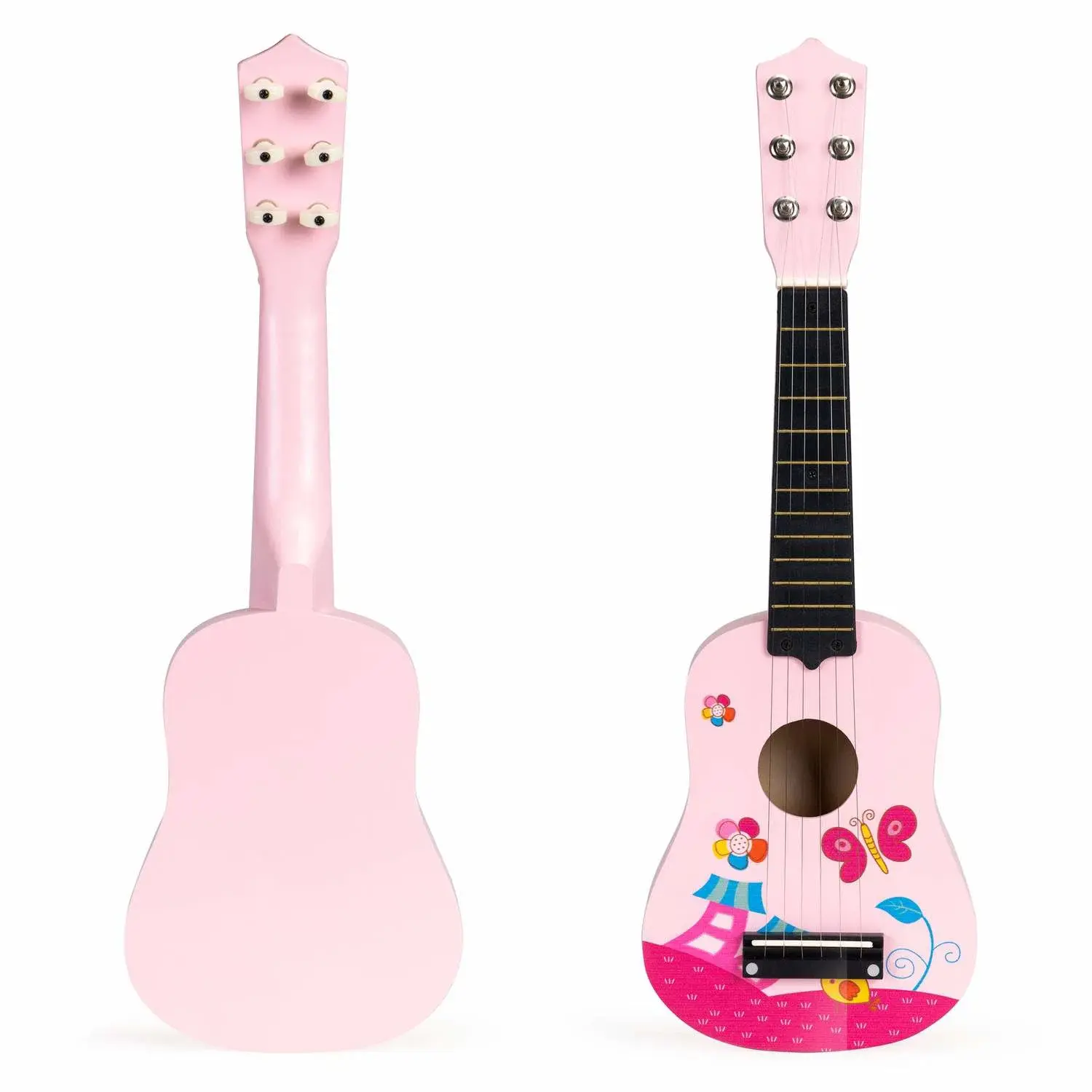 Ecotoys Rosa tregitar for barn med metallstrenger