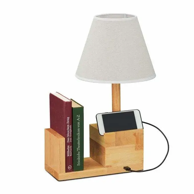 RXS Bordlampe i tre med USB-uttak