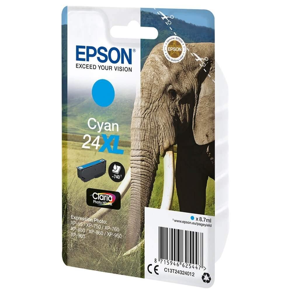 Epson EPSON Ink C13T24324012 24XL Cyan Elephant