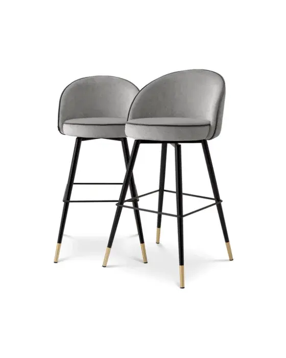 Eichholtz Cooper barstol roche light grey velvet 2-set OUTLET