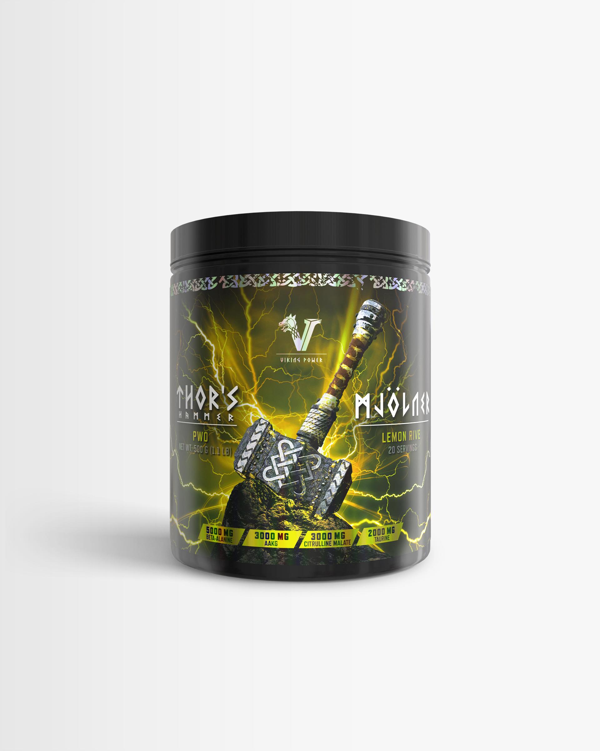 Viking Power 3 x PWO Pre-workout - Thor's Hammer Mjölner - Lemon Rive