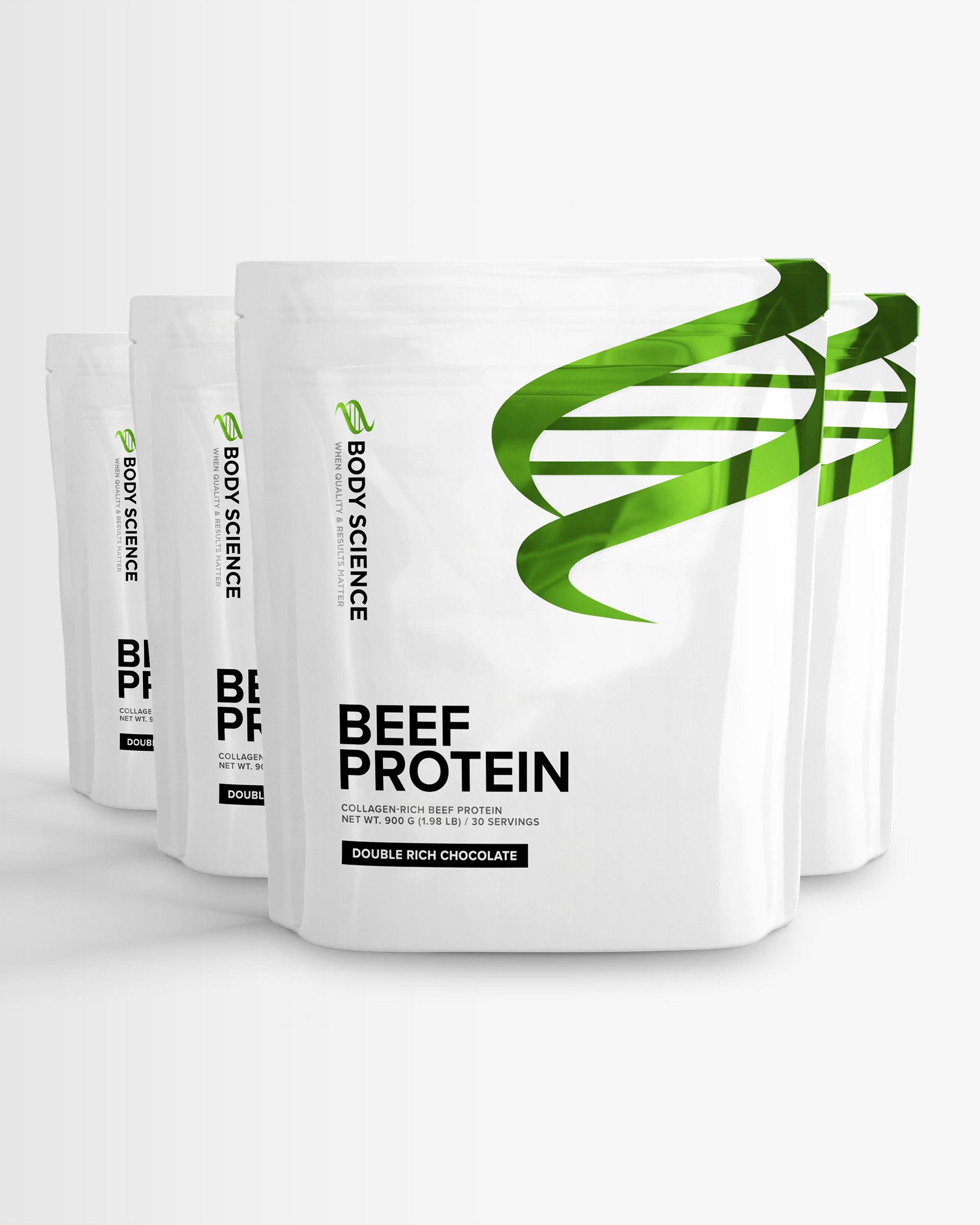 Body Science 4 x Body Science Beef Protein - Double Rich Chocolate - 900g