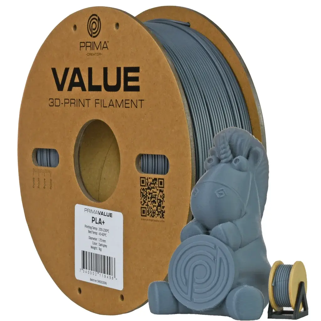 Prima Prima PrimaValue PLA+ - 2,85mm - 1kg - Mørk grå
