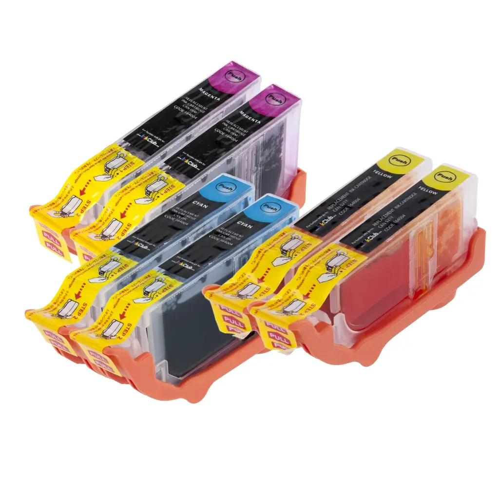 inkClub inkClub Multipack, 6 blekkpatroner, 2x(C/M/Y) KCB43-6 Tilsvarer: CLI-8C CLI-8M CLI-8Y
