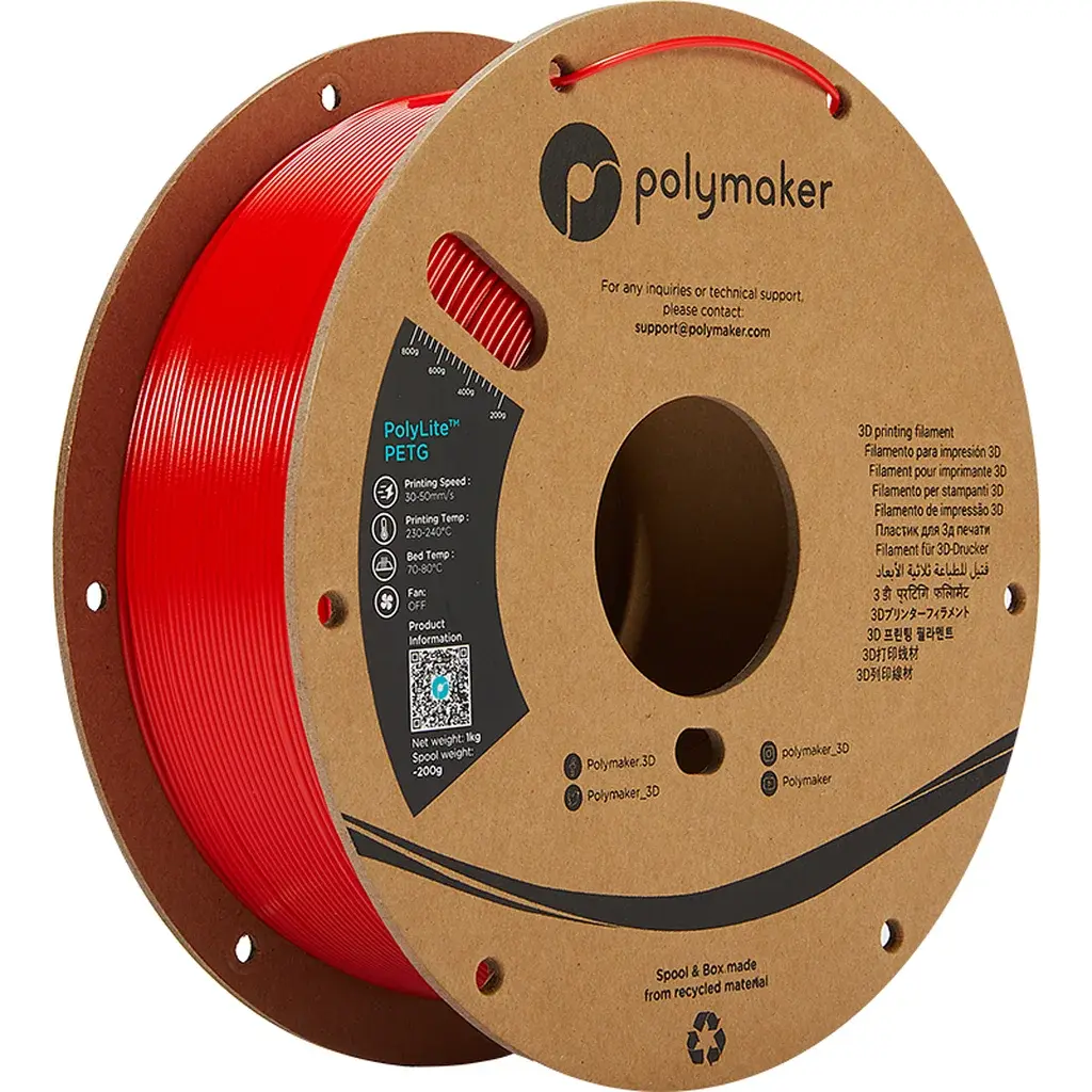 Polymaker Polymaker Polymaker Polylite PETG 1,75 mm - 1kg Röd 6938936710066 Tilsvarer: N/A