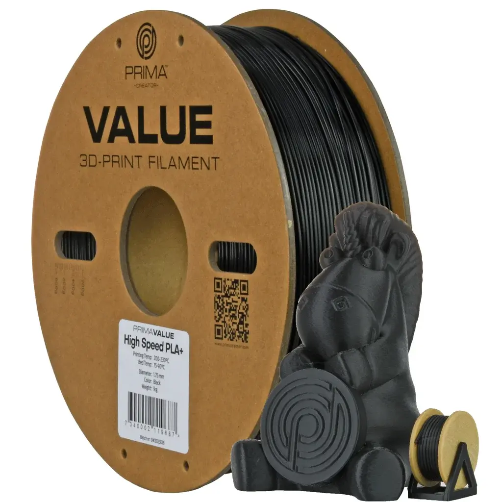 Prima Prima Prima PrimaValue PLA+ High Speed - 1,75mm - 1kg - Svart