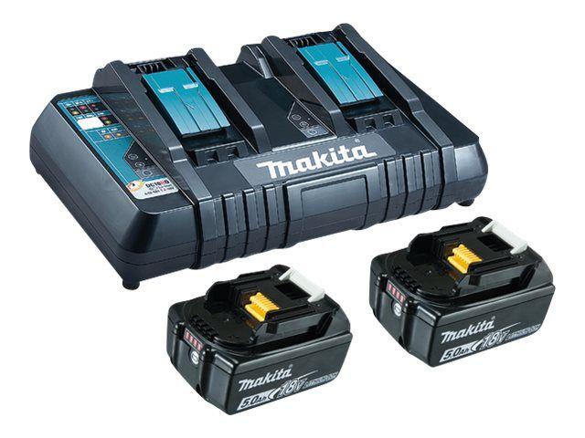 Makita Makita - Batterilader + batteri 2 x - Li-Ion - 5 Ah - 2 x batterier lader