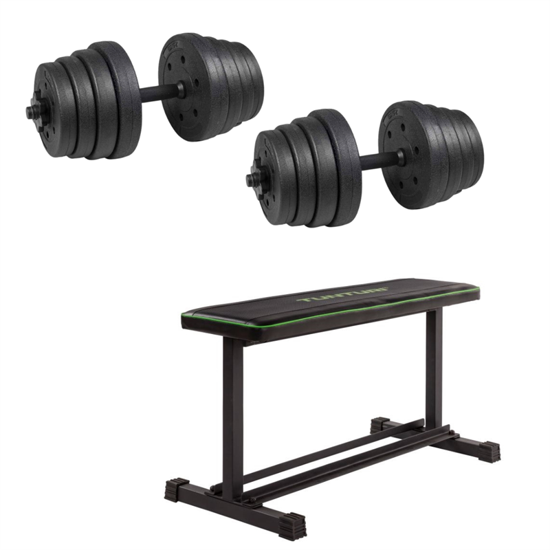 Tunturi Tunturi Treningsbenk + Manualer (2 x 15 kg)