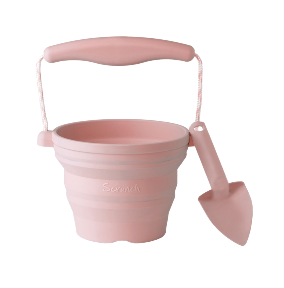 Scrunch Scrunch - Sammenleggbar Mini Bøtte med spade Rosa - Onesize