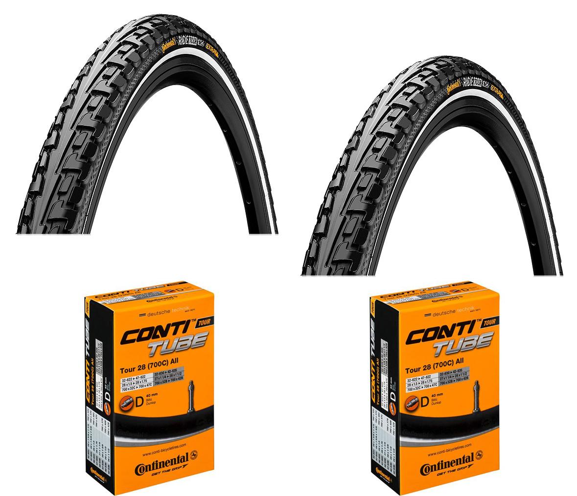 Continental 2 dekk + 2 Slanger Continental Ride Tour svart 700x35C (37-622) Refleks dunlop ventil