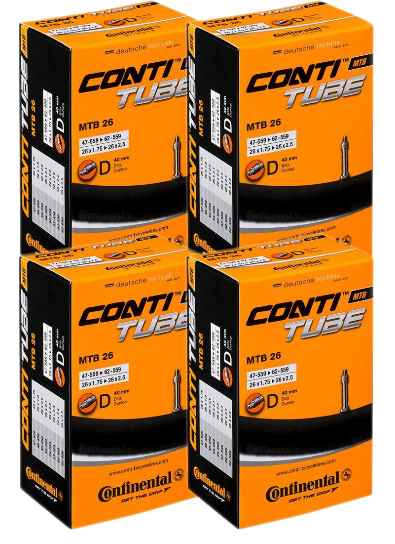 Continental 4 stk. Continental 26" Slange 47/62-559 med 40mm Dunlop Ventil