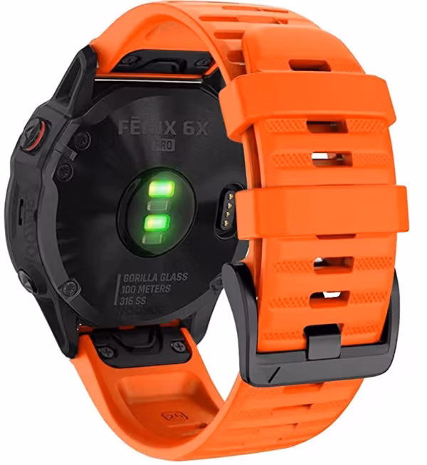 Garmin klokkereim 26 mm Fenix 6X/5X Plus/3HR/Descent MK1 silikon oransje