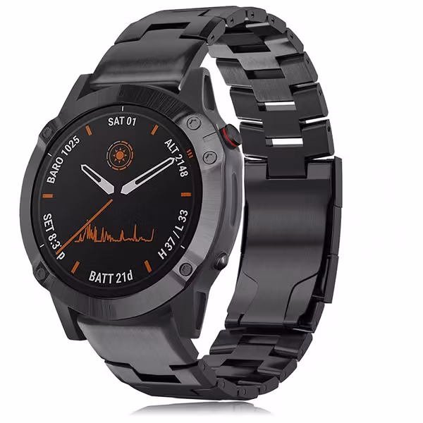 Titan-klokkebånd for Garmin Fenix 7X/6X/5X - Hurtigutløser, 26 mm, svart