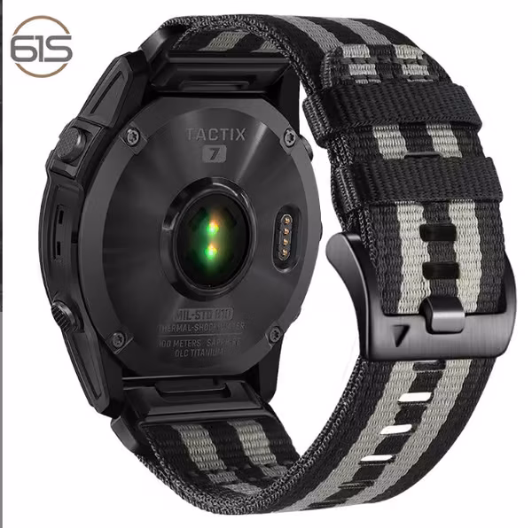 Hurtigutløser nylon klokkereim for Garmin Fenix 5X 6X 7X Tactix 7 Pro Black + light gray 22 mm