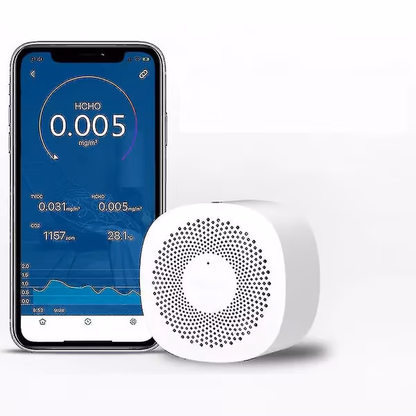 Digital CO2-måler Gassdetektor CO2-sensor Luftkvalitetsmonitor Formaldehyd Tvoc Karbondioksid Trådløs App Luftanalysator