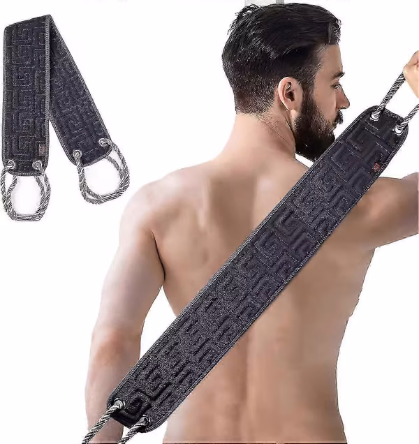 Eksfolierende Ryggskrubber for Dusj, 94 cm Ryggvasker med Håndtak, Ryggeksfolierer for Kroppsrengjøring og Massasje