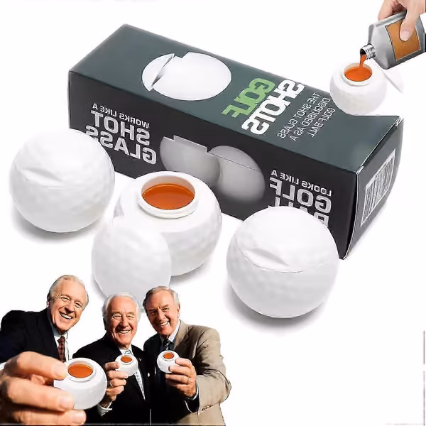 Golf Shots - Golfball Shotglass med Lokk 4,4 cl, Nyskapende Drikkekopp for Golffester, Kreativ Golfgave for Menn & Kvinner (FMY) 3 stk
