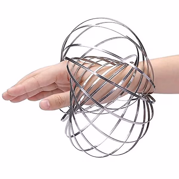 3d magisk leketøy arm slinky toroflux flippy flux flow ringer spinner dynamisk armbånd, sølv