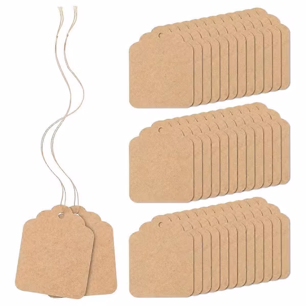 700 stk Prislapper med Snor Festet Brune Kraftpapir Gaveposer Etiketter Merking Snørte Etiketter, 3.5 cm X 4.5 cm - Perfekt