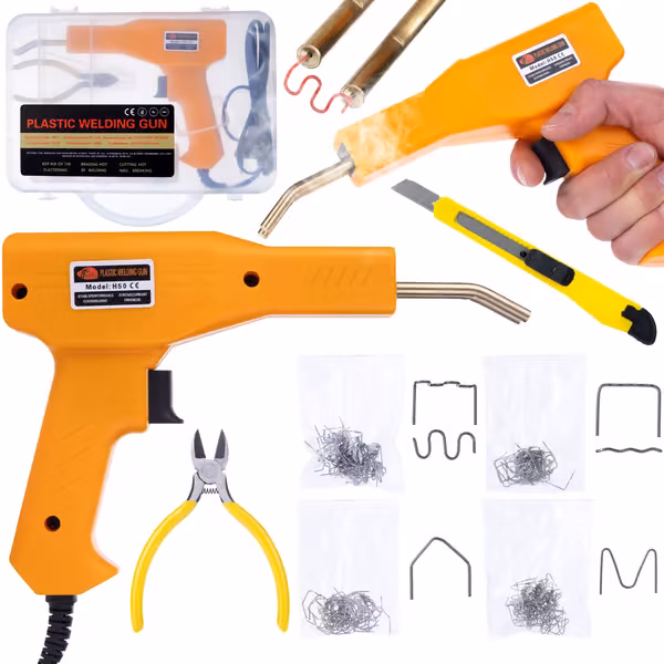 Rosfix Plastsveiseapparat med Koffert og 200 Stifter - Ergonomisk Pistolgrep for Reparasjon | 50 W, 230 V, 750°C | for 98% Plasttyper