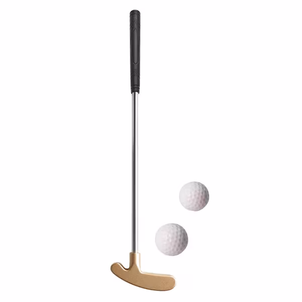 DAO 1 sett minigolf putterklubb med 2 golfballer TPR-grep høyre venstrehendt rustfritt stål golfklubb barn voksne bordspill golf putter trening Db