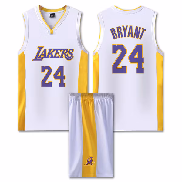 #24 Kobe Bryant Basketballdraktsett Lakers Uniform for Barn Voksne - Hvit