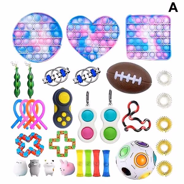 Curated Picks [LCS]Fidget Toys Pack Stressavlastning og angstdempende verktøy Enkel Dimple Fidget Toy Pack