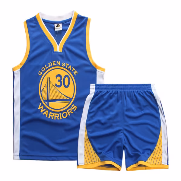 Stephen Curry #30 Basketball Jersey Sett Warriors Uniform for Barn og Ungdom Blå - Perfekt Blå
