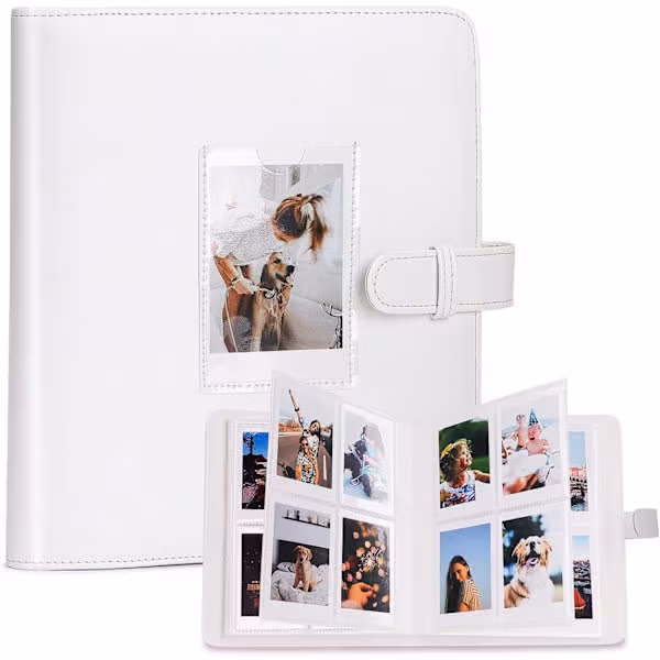Hvitt fotoalbum for 3-tommers film - 272+1 lommer kompatible med Fujifilm Instax Mini 12 11 90 9 8