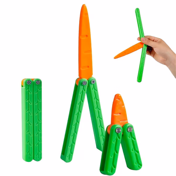 2 stk. 3D-printede Fidget Toys Kniv Gulrot Uttrekkbar Sensorisk Kniv Sommerfugl Øvelsesrekvisitt Kniv Angst Stresslindrende Leketøy
