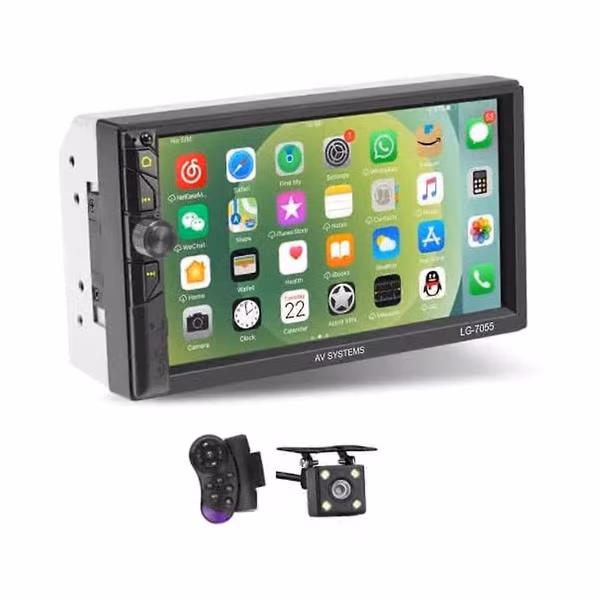 Dobbel DIN bilstereo, 7-tommers bilstereo, berøringsskjermstereo med ryggekamera, Carplay-Perfet