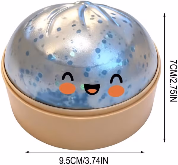 4-tommers gigantisk blinkende regnbue-dumplings stresslindrende sensorisk leketøy med dampkoker, sakte-rebound stresslindrende dumplings