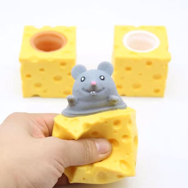 Squish Ost Mus Leke Miljøvennlig Myk Silikon Angst Stress Relief Klem Ost Mus