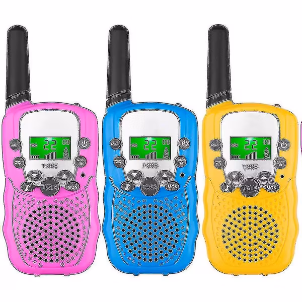 Walkie Talkies for Barn 3 stk, 4,8 km Rekkevidde med Bakgrunnsbelyste Lommelykter (rui)