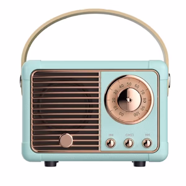 Retro Bluetooth-høyttaler Vintage FM-radio Høyt volum Bluetooth 5.0 Trådløs TF-kort Blå Blå